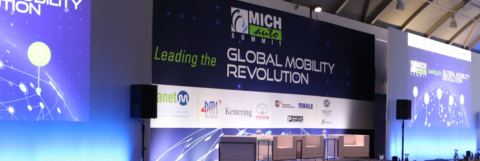 MICHauto investor banner at MICHauto summit event
