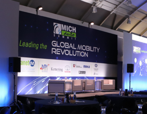 MICHauto investor banner at MICHauto summit event