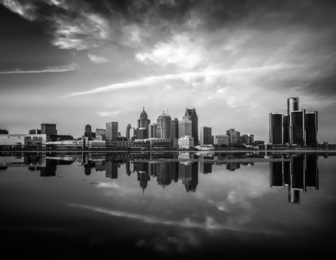 Downtown Detroit in Black and White