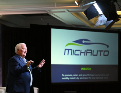 Glenn Stevens Jr. reveals new MichAuto brand at the 2024 Mackinac Policy Conference