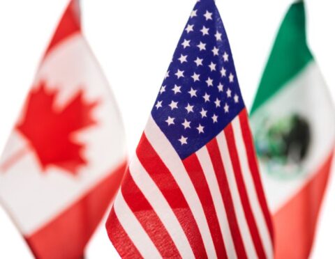 United States' flag, Canadian flag, and Mexico flag